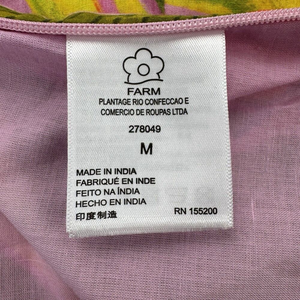 Farm Rio x Anthropologie Floral Crop Top Beaded Straps Pink Cotton M NWOT - Picture 6 of 12